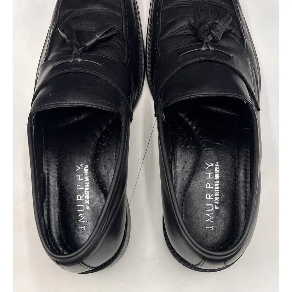 J. Murphy by Johnston & Murphy Men’s 12W Black Full Grain Leather Tassel Loafers
